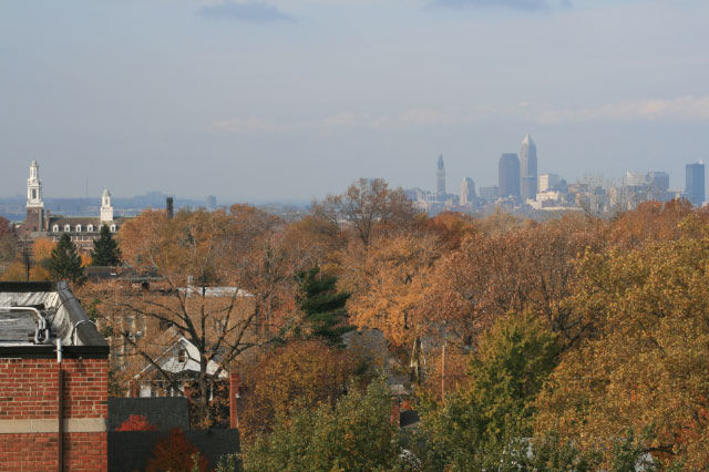 looling west: St Lukes and downtown